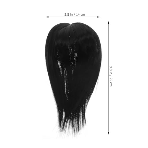 NOLITOY Invisible Human Toppers Women Clip In Toppers with Bangs Fringe Straight Bangs Women Wiglets Hairpieces for Thinning Cover Black - Image 6