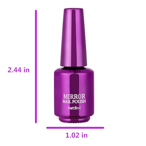 8ml Blue Purple Metallic Mirror Nail Polish, Long-lasting Mirror Nail Polish, Mirror Effect Glitter Nail Polish Reflective Manicure Nail Lacquers - Image 6