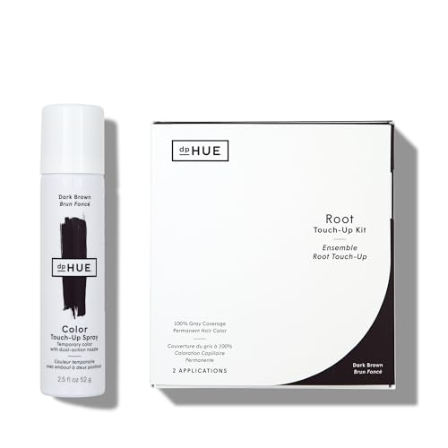 DpHUE Dark Brown Color Touch-Up Spray 2.5 oz and Vegan Root Touch-Up Kit