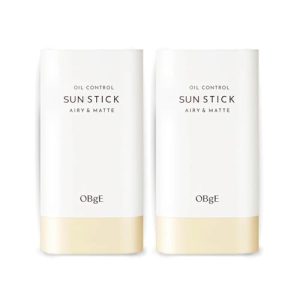 OBgE Oil Control Stick (0.6oz - Pack 2) - Non-Greasy, Soothing & Cooling Facial Care. High Defense. Lightweight, Long-Lasting Protection, Oil Absorption, No Clumps. Travel Essentials. Witch Hazel, Min