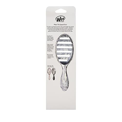Wet Brush Speed Dry Hair Brush - Silver (Metallic Marble) - Vented Design and Ultra Soft HeatFlex Bristles Are Blow Dry Safe With Ergonomic Handle Manages Tangle and Uncontrollable Hair - Pain-Free - Image 6