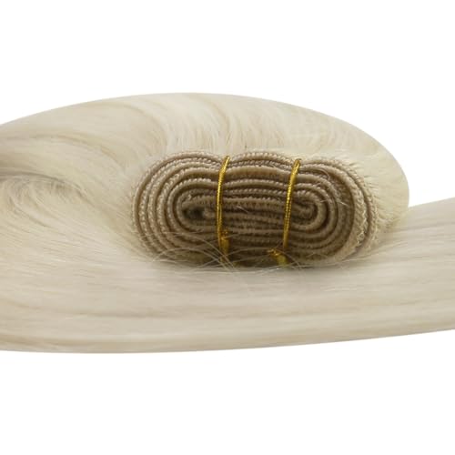 Sunny Blonde Weft Hair Extensions Human Hair Platinum Blonde Sew in Hair Extensions Real Human Hair Blonde Sew in Human Hair Straight Real Hair Weft Extensions Sew in 24inch 100G - Image 3