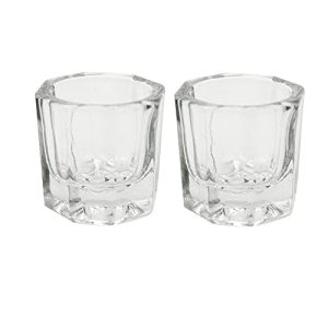 2 Pack Clear Glass Dish Cups for Acrylic Liquid and Powder Nail Art
