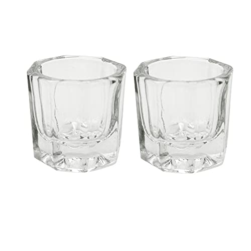 2 Pack Clear Glass Dish Cups for Acrylic Liquid and Powder Nail Art