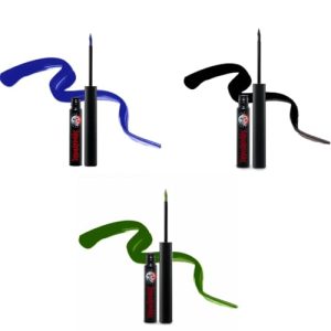 REINA REBELDE 3 Shades Eyeliner Bundle - Extremely Opaque & Highly Pigmented in Zapatista (Black), Bonita Bandera (Blue), and Chiflada (Green) Long Lasting and Water Resistant