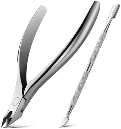 BEZOX Cuticle Trimmer with Pusher - Salon Quality Cuticle Clipper with Cuticle Pushers, Super Sharp Cuticle Cutters and Dual-End Nail Pushers Cuticle Stick, Professional Manicure Tools