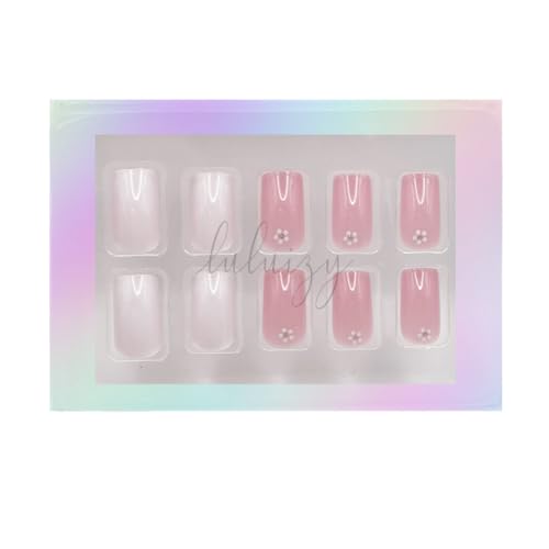 Press On Nails Square Semi-Transparent Thin Nail Tips Glossy Finish Reusable Kit with Nails Glue Gel Stickers Cuticle wooden Stick 5 Accessories (Fuchsia) - Image 2