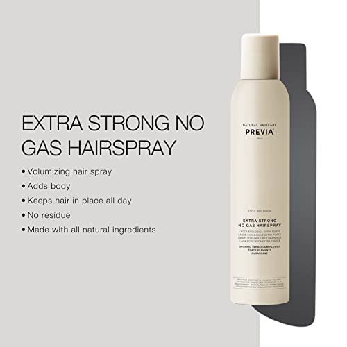 PREVIA Extra Strong No Gas Hairspray - Hair Styling and Finishing Spray with Organic Verbascum Flower (11.8 oz) - Image 2