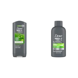 Dove Men Extra Fresh Body Wash 13.5oz and 2-in-1 Shampoo Conditioner 3oz for Men