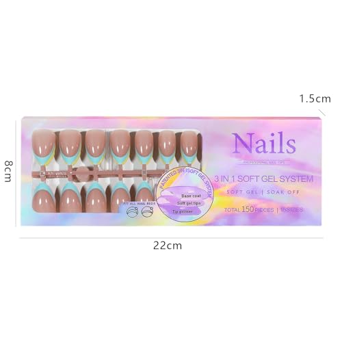LuGlory 1050 Piece Color Salon Acrylic Semi Gel Nail Tips with Pre-applied Primer and Base Coat - Image 2