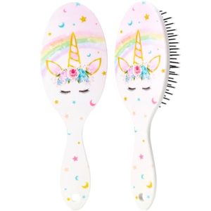 Unicorn Hair Brush Toddler Hair Brush Dry and Wet Hair Brush for All Hair Types Hair Brushes for Girls Kids Brush for Curly Hair Thick Hair