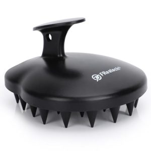 FREATECH 100% Silicone Hair Scalp Massager Shampoo Brush for Scalp Care and Hair Growth, Waterproof Shower Hair Scrubber Scalp Exfoliator for Dandruff and Buildup, Sturdy and Hygienic, Black
