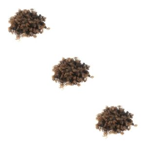 3pcs Fluffy Hair Buds Afro Hair Wigs Synthetic Afro Wigs Short Kinky Curly Human Hair Wig African Short Wigs Ponytail Wigs Afro Curly Fake Hair Bun Headband Wigs American Hairball