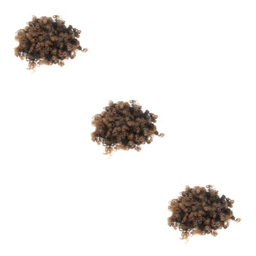 3pcs Fluffy Hair Buds Afro Hair Wigs Synthetic Afro Wigs Short Kinky Curly Human Hair Wig African Short Wigs Ponytail Wigs Afro Curly Fake Hair Bun Headband Wigs American Hairball