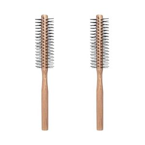 FRCOLOR Small Round Brush Wooden Handle Nylon Bristles Ball-Tipped Pin Tail Comb for Short Hair Styling