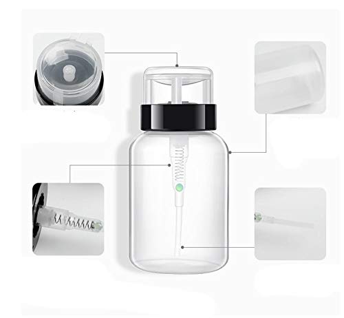 3Pcs 200ml/6.8oz Push Down Empty Lockable Pump Dispenser Bottle for Nail Polish and Makeup Remover Facial Toner Portable Travel Refillable Plastic Clear Cosmetic Container with Black Flip Top Cap - Image 6
