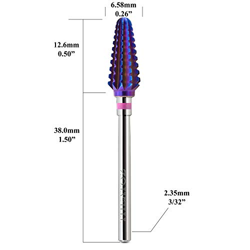 Nail Drill Bit Tornado, Right Hand, Large Barrel Electric Nail File 3/32-inch Shank, Nail Tool, Tungsten Carbide Drill Bits for Removing Gel Nail Polish Acrylic Dipping Powder - Image 2