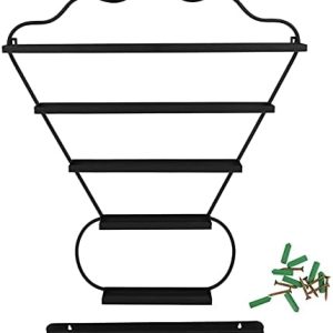 5-Tier Badminton Shape Wall Mount Nail Polish Rack, High Capacity Black Storage Shelf