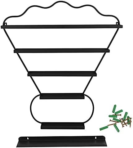 5-Tier Badminton Shape Wall Mount Nail Polish Rack, High Capacity Black Storage Shelf