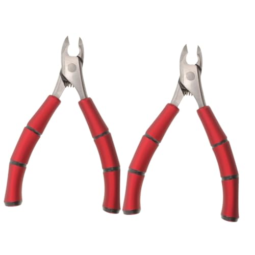 2pcs Manicure Tools Trimmer Nail Clippers Nail Art Tools Cuticle Removing Tool Household Cuticle Nipper Stainless Steel Cuticle Nipper Metal Portable Red Plastic