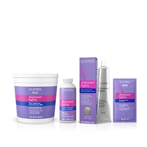 Clairol Professional Shimmer Lights Plex Lightening System with Treatment || 20v Cream Developer + Smoky Pearl Permanent Cream Toner for Cool Blonde with Pearlescent Finish
