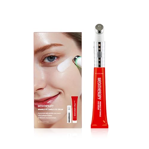 Wrinkle-fit Tangle Eye Cream, Chargable Device Tip + Protein Collagen Eye Cream, All-in-One Under Eye Treatment, 0.67 fl oz, Eye Massager for Dark Circles, Puffiness, Eyebags