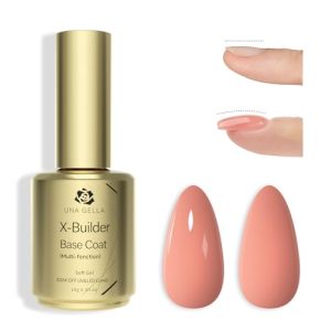 UNA GELLA Sugar Pink Base Builder Gel Nail Polish 15ml Color Rubber Builder Gel Base Coat Soak Off U V Longer Lasting Solid Base Gel for Fake Nails Form Extension Enhancement Shaping All-in-one Bottle
