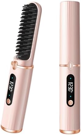 Cordless Rechargeable Hair Straightener Brush for Women, Fast Heating, Portable USB Design