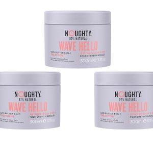 Noughty 97% Natural Wave Hello Curl Butter 3-in-1 Treatment, Moisturising Hair Mask, Leave-In Conditioner and Post Shampoo Conditioning Wash, 97% Natural Sulphate, with Sea Kelp 300ml TRIO