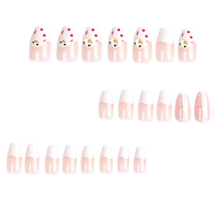 Reusable Press On Nails - French Tip Acrylic Coffin False Nail with Glue - Fake Gel Kit for Women or Girls - Beautiful Shape Artificial Finger Manicure - 12 Different Sizes - Short to Long | 24 Pack - Image 2