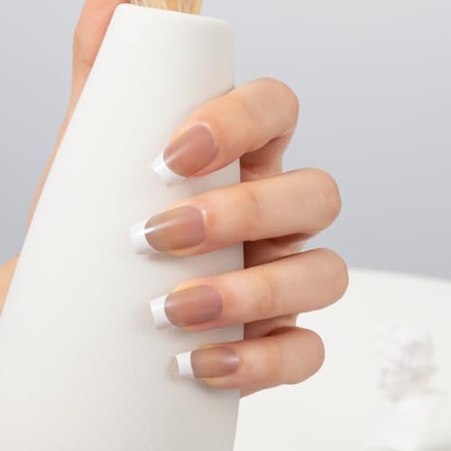 Monja French Tips Medium Square Colord Nail Tips Soft Gel Nail Tips No Need to File 144pcs Pre-French Nails Gel Fake Nails for Nail Extension 10 Sizes Easy to Use - Image 5