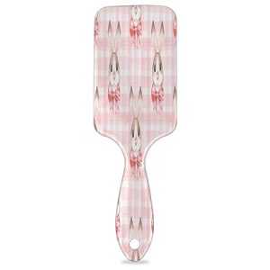 Cute Rabbit Painting Hair Brush Detangler Brush with Nylon Bristle for Thick Curly Thin Long Short Wet or Dry Hair Adds Shine and Makes Hair Health Paddle Hairbrush for Women Men