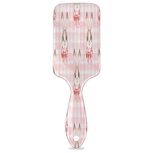 Cute Rabbit Painting Hair Brush Detangler Brush with Nylon Bristle for Thick Curly Thin Long Short Wet or Dry Hair Adds Shine and Makes Hair Health Paddle Hairbrush for Women Men