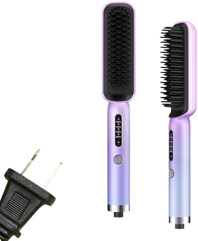 USB Rechargeable Portable Cordless Hair Straightener Brush Anti-Scald Compact Size