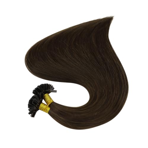 Full Shine Human Hair Extensions Ktip Hair Extensions Color 2 Brown Ktip Human Hair Extensions Real Remy Hair 18 Inch Prebonded Hair Extensions 50Gram Natural Straight Hair Extensions for Women - Image 9