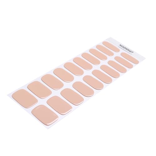 WOKOTO 20 Pcs Bisque Semi Cured Gel Nail Polish Strips With Nail File & Wooden Stick Holographic Gel Nail Strips UV Gel Nail Stickers Full Nail Wraps Stick On Nail Polish Stickers For Women - Image 8