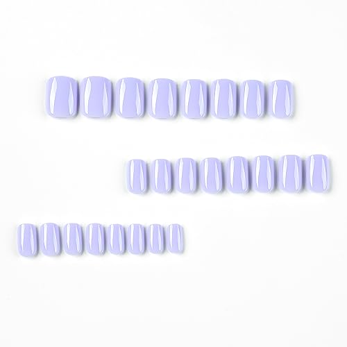24 Pcs Purple Extra Short Square Glossy Press on Nails with Glue Included - Image 5