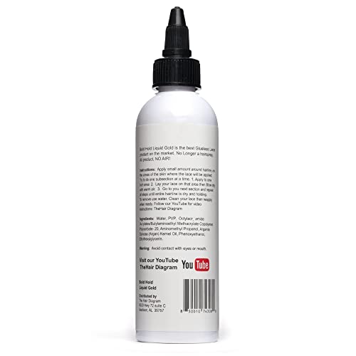 The Hair Diagram - Bold Hold Liquid Gold Reloaded - Glueless Lace Gel - Temporary Hold For Wigs and Hair Systems - Styling Agent For Baby Hairs - Non Toxic - Aerosol & Alcohol Free - Water Based Formula - 4oz - Image 2