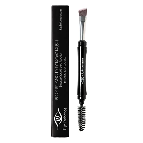 Pro Grip Angled Eyebrow and Spoolie Brush Set Premium Quality for Brow Makeup - Image 2