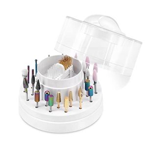 Large Nail Drill Bits Holder with Nail Drill Bits Cleanser, 30 Holes Solid Anti Slip Dustproof Nail Drill Bits Stand Displayer Organizer Holder(Not include drill bits)