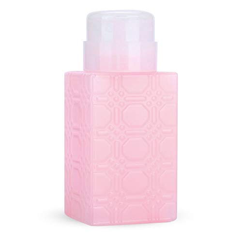 Yctze Push Down Portable Pump Dispenser Bottle for Nail Polish Remover, Makeup Removal, Lotions - Refillable and Suitable for Nail Enhancement Tools (Square Pink) - Image 2