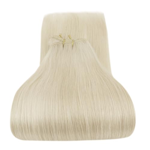 Sunny Blonde Weft Hair Extensions Human Hair Platinum Blonde Sew in Hair Extensions Real Human Hair Blonde Sew in Human Hair Straight Real Hair Weft Extensions Sew in 24inch 100G - Image 7