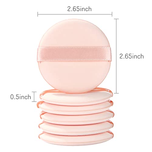 6 Pcs pure cotton super soft powder puff, washable powder puff, loose powder puff, foundation make-up, 2.65 inch round puff. - Image 2