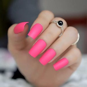 PINK MATTE LUXE DESIGN Full Cover Press On Nails Acrylic Nail Kit Artificial Nail Tips False Nails Extra Long Ballerina Coffin Square Nail Art Super Fashion Fake Nails