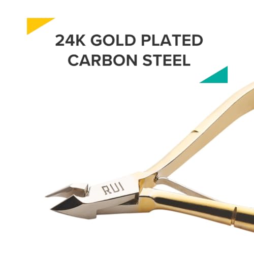 Rui Smiths Professional Cuticle Nippers, Gold-Plated Carbon Steel, French Handle, Double Spring, 6mm Jaw (Full Jaw) - Image 5