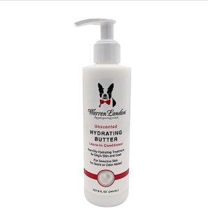 Warren London Hydrating Butter Leave in Pet Conditioner for Dogs | Lotion for Skin and Coat | Aloe Puppy & Dog Conditioner for Hair Detangler, Dry Skin, & Dandruff | Unscented 8oz