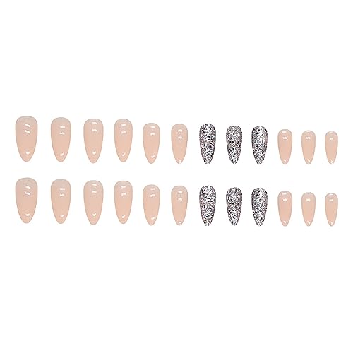 SWEKKE Medium Almond Nude Full Cover Press on Nails 24 Piece Set with Glue - Image 4