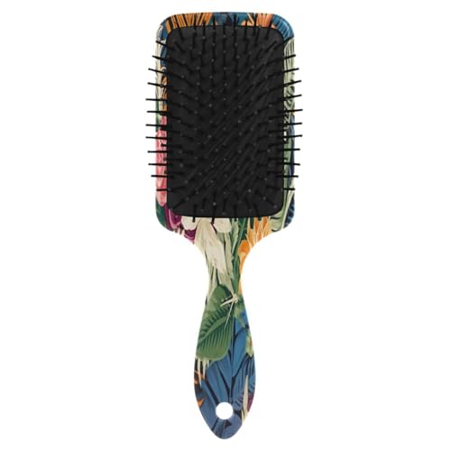 Traditional Hawaiian Style Floral in Multi Colors Air Cushion Hair Brush, Detangling Hair Brush, Anti Static Brush, Styling Brush - Image 2