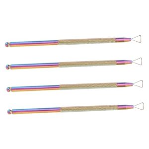 4 Pcs Nail Art Scraper Gel Nail Remover Polish Remover Tool Cuticle Remover Scraper Pusher Manicure Tool Stainless Steel Nail Pusher Pooper Scooper Metal Push Hands Nail Polish