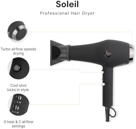 L'ANGE HAIR Soleil Lightweight Professional Hair Dryer 3 Heat 2 Speed Black - Image 2